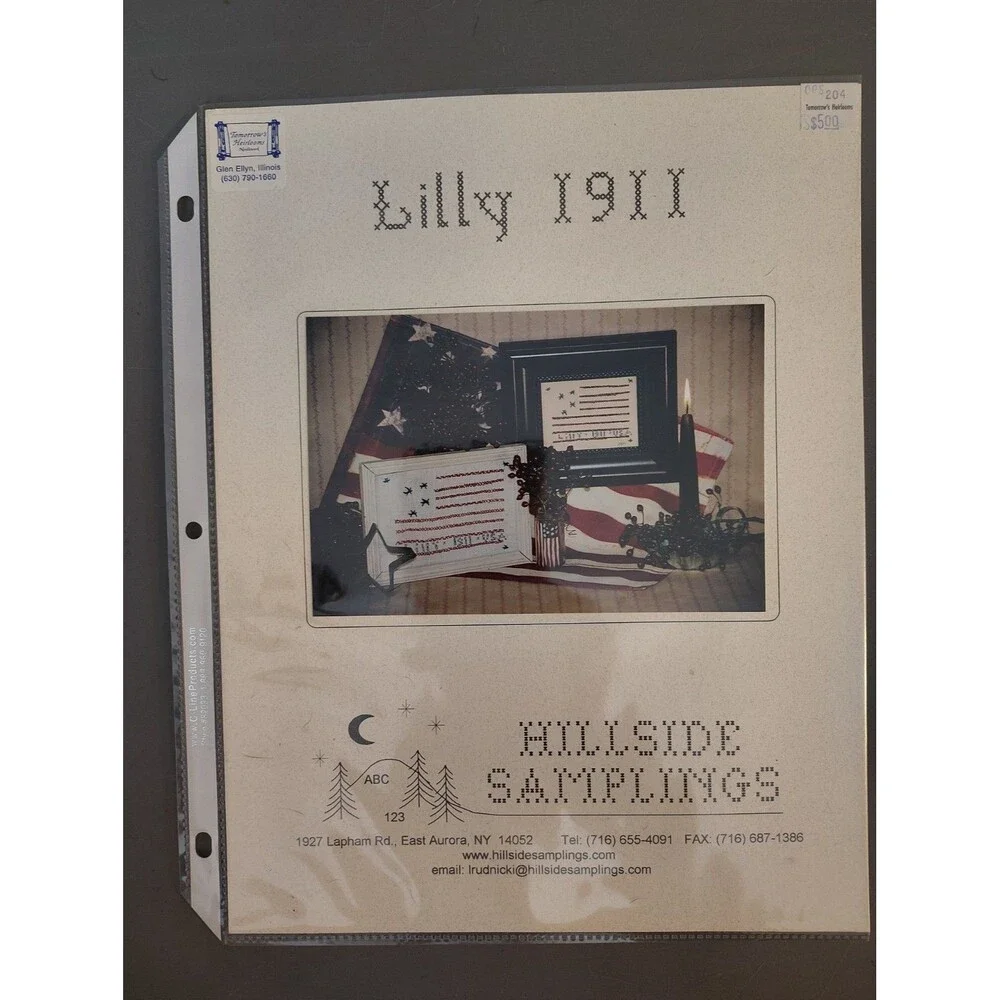 Hillside Samplings Lilly 1911 Counted Cross Stitch Pattern Chart Patriotic Flag